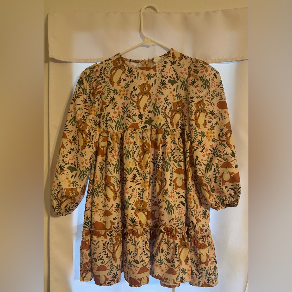 Kids' Animal Print Long Sleeve Dress